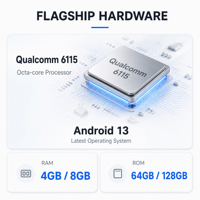 Autoradio Qualcomm 6115 universel 9 pouces Android 13, CarPlay sans fil, Android Auto, 4+64 Go, écran tactile QLED, stéréo 8 cœurs