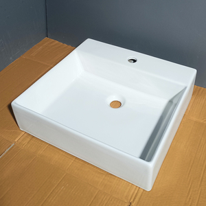 Lavabo de salle de bain en céramique blanche de luxe moderne, prix direct usine, lavabo rectangulaire à poser sur comptoir <span class=keywords><strong>pour</strong></span> hôtel et maison - Product Image 1