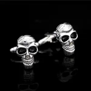 Wholesale New Fashion Skull Head Cufflinks in Platinum Plating for Men as Gift Eco Friendly Brass Customize Men Party Shirts