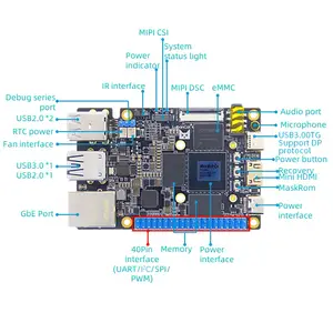 Android 13 Rockchip rk3588s máy tính bảng duy nhất với wifi + BT cánh tay SBC ban phát triển với dual Gigabit cổng LAN