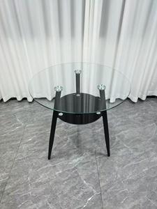 Mesa de Negociación Moderna para Oficina, Superficie de Vidrio Templado, Diseño de Almacenamiento de un Solo Nivel, Patas de Acero Inoxidable, Mostrador de Recepción - Product Image 6