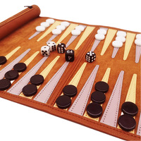 Individuelles Logo Reise-Backgammon-Set Aufrollbares Wildleder-Backgammon-Spiel Tragbares Faltbares Brettspiel für Draußen