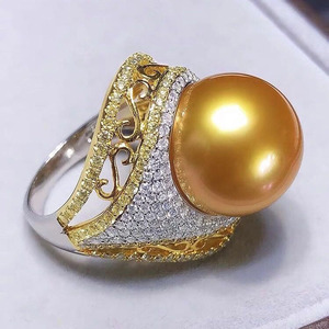 Anneau en argent S925, accessoire DIY, support vide avec perle ronde de 11-13 mm, incrustation tendance, placage rhodium, 1984 - Product Image 2