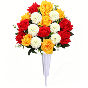 Luci a Forma di Rosa con Foglie Verdi, <span class=keywords><strong>Rose</strong></span> Artificiali <span class=keywords><strong>Rosse</strong></span> per Decorazione Esterna di Patio, <span class=keywords><strong>Giardino</strong></span>, Vialetti e Paesaggi - Product Image 5