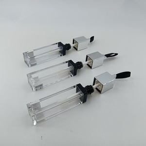 Tube carré transparent vide pour brillant à lèvres, contenant cosmétique avec couvercle à sangle, flacon portable pour gloss - Product Image 3