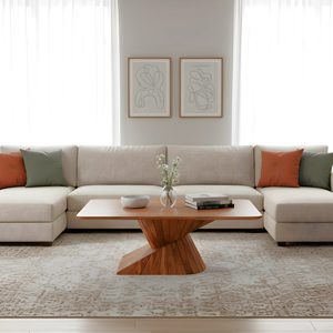 <b>Rustic</b> Modern Solid Acacia <b>Wood</b> Z Coffee <b>Table</b> for Living Room Furniture Unique Z Shape Center <b>Table</b> with Durable Structure - Product Image 1