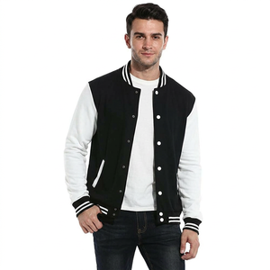 Blouson de baseball en coton et laine pour homme, col montant, longueur longue, vierge, vente en gros 2023 - Product Image 1