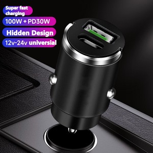 ที่ชาร์จในรถขนาดเล็ก100วัตต์ชาร์จเร็วสำหรับ <span class=keywords><strong>iPhone</strong></span> QC3.0 <span class=keywords><strong>MINI</strong></span> PD <span class=keywords><strong>USB</strong></span> Type C ที่ชาร์จโทรศัพท์ในรถยนต์สำหรับ Xiaomi ไฟแช็ก - Product Image 2