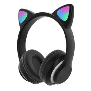 جديد STN99 طالب لطيف القط الأذن رئيس USB 3.0 BT5.0 يرتدي اللاسلكية متوهجة الكرتون بلوتوث سماعة الألعاب