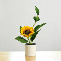 Plante artificielle de tournesol en pot, faux bonsaï de tournesol, petite fleur artificielle en pot pour la décoration de la maison, du bureau ou de la table, OEM personnalisé
