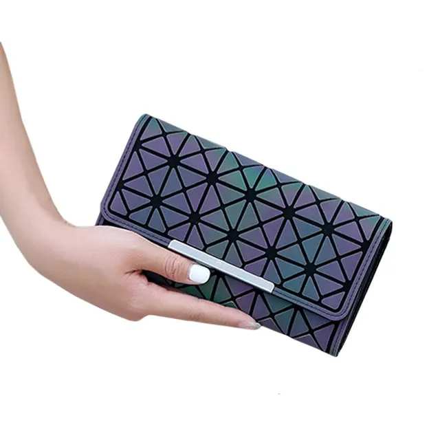 Tao Bao Vrouwen Lange Clutch Lichtgevende Wallet Geometrische Rooster Standaard Rits Portefeuilles Noctilucent Purse Bao Portemonnee