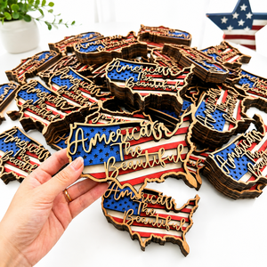 Custom <b>Wooden</b> USA Map American Flag Wall Art Patriotic Independence Day Home Table Decoration <b>Rustic</b> Country Style - Product Image 1