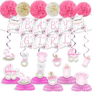 Decoraciones Rosas para Baby Shower, Artículos para Fiesta <span class=keywords><strong>de</strong></span> Baby Shower para Niñas, Platos Desechables, Servilletas, Cucharas, Vasos, Juego <span class=keywords><strong>de</strong></span> Vajilla para 10 Personas - Product Image 4