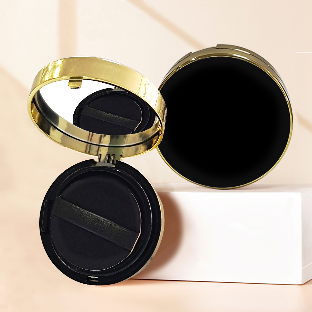 Luxury private label black pressed powder compact case empty air cushion foundation case