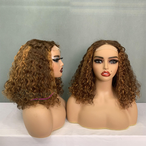 Perruques Bob en Cheveux Humains Pas Chères en Gros, Lace Front 14 Pouces, Fermeture en Dentelle 4x4, Boucles Luxueuses, Mèches P4/30, Perruque Vierge, Fournisseur - Product Image 1