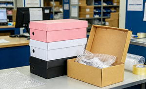 Cajas para zapatos con tapa abatible hechas de cartón grueso con troquelado - Product Image 5