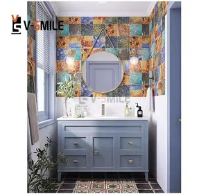 blue tiles wall decorative flexible porcelain tile for floor wall decoration wall ceramic tile Famous oil painting