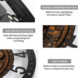 Horloge murale circulaire en fer de 25 cm avec un essoreur de machine à laver <span class=keywords><strong>vintage</strong></span> - Product Image 4