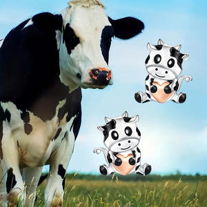 Boucles d'oreilles en forme de vache de dessin animé, en alliage de Zinc plaqué or Rose, bijoux unisexes à la mode, cadeau pour femmes, hommes et enfants - Product Image 4