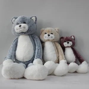 Oreiller en tissu doux personnalisé pour chat, adorable et doux, long corps, jouet en peluche pour chat dessin animé, jouets en peluche doux à vendre