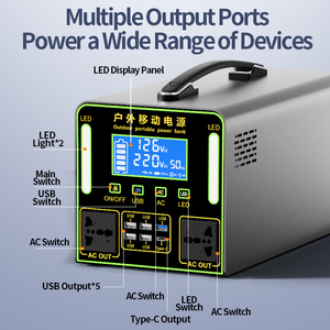 Station d'alimentation portable 300W/500Wh pour l'extérieur avec lumière LED, adaptée à une utilisation à domicile, en voiture, en camping et pour les activités de plein air. - Product Image 3