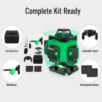 Niveau laser vert multifonctionnel 4D 360° de qualité professionnelle, auto-nivelant, batterie au lithium, garantie 1 an, Missdake, entrepôt UE