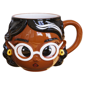 Bán buôn Tùy chỉnh cao cấp drinkware Scholar phong cách retro phim hoạt hình thanh lịch cup quyến rũ cô gái Châu Phi với kính Mug gốm - Product Image 1