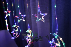 Cadena de luces de cortina de carámbano acrílico personalizable diseño de Luna y estrella de Navidad para decoración de dormitorio interruptor alimentado para vacaciones - Product Image 6