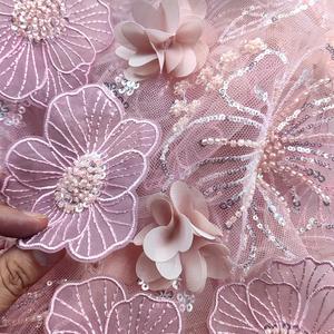 Tissu pour robe d'enfant de mode américaine avec broderie florale 3D en forme de rose perlée pour robes d'enfant en dentelle <span class=keywords><strong>suisse</strong></span> - Product Image 1