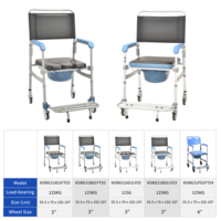 Chaise de douche et de toilette compacte 3-en-1 pour personnes à mobilité réduite, pour usage hospitalier et domestique, sécurisée avec système anti-basculement