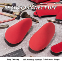 Spons Makeup Bulat Portable, Lembut, Dapat Dicuci, Bebas Lateks, Logo Custom, Untuk Krim BB, Bedak, Foundation, Blender Makeup Lucu