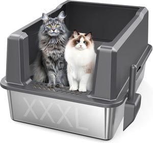 Cross-border High Fence Stainless Steel Litter <b>Box</b> Top-in Leak-proof Sand Detachable Easy-to-clean Oversized Square Pet <b>cat</b> - Product Image 1
