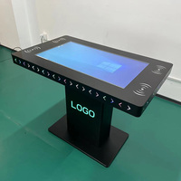 Mesa Táctil Interactiva de 32 Pulgadas con Soporte de Piso, Pantalla LCD Inteligente Multitáctil con Conexión Inalámbrica para Uso Comercial en Restaurantes y Comercios