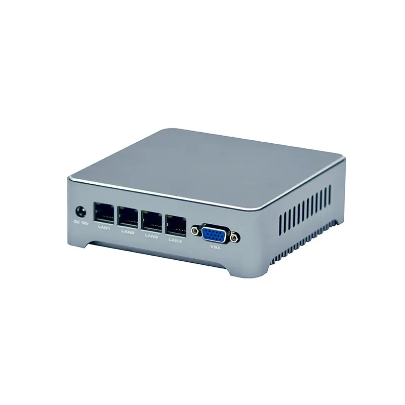 Kosten günstiger J4125 4-Port-LAN-Mini-PC mit VGA 2 USB 1 * Mini-PCIE DDR4 RS232 Desktop , VESA, industrieller Mini-Stck für die Wand montage