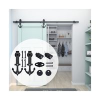 Ensemble de quincaillerie intérieure en acier au carbone noir robuste kit de quincaillerie pour porte de grange coulissante vente en gros