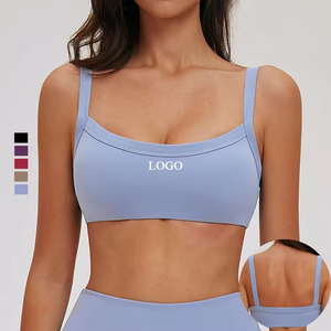 Custom Sustainable Recycled Spandex Brushed 4-Way <b>Stretch</b> Gym Fitness Yoga <b>Bra</b> Top Breathable Sweat-Wicking Padded Sports <b>Bra</b> - Product Image 1