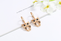 Pendientes de Aro Huggie de Cristal con Forma de Búho, Hipoalergénicos, con Circonita Cúbica, Chapados en Oro sobre Cobre, Joyería con Circonita Cúbica, Venta al por Mayor