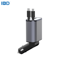 Chargeurs IBD 4 en 1 Câbles rétractables de voiture et Port Usb c PD 12v Charge rapide 60w 100W 120W Chargeur de voiture pour téléphone iPhone