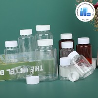Bouteille en plastique transparente PET avec bouchon à vis à large ouverture de 20 ml/50 ml/100 ml/200 ml/300 ml/500 ml, bouteille pour solution aqueuse, bouteille pour médicaments