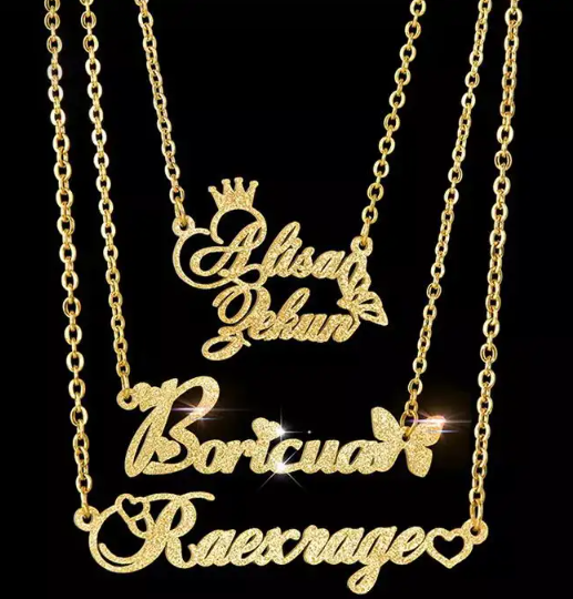 name plate chain gold custom