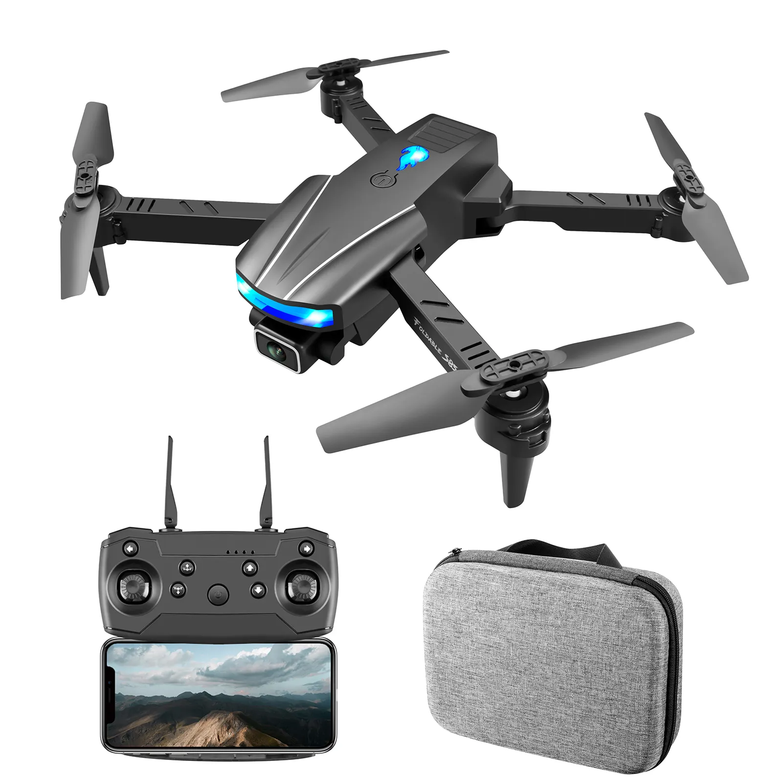 S85 RC Drone with Camera 4K Dual Camera RC Quadcopter with Function Obstacle Avoidance Trajectory Flight Gesture Control