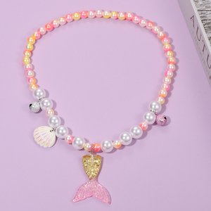 Collana di Perle a Tema Sirena per Bambine, Set di Gioielli da Principessa in Cinque Pezzi (Acrilico/Resina/Lucite), Regalo per le Feste, Vendita all'Ingrosso - Product Image 4