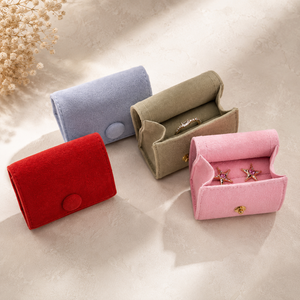 Custom Velvet Square Mini <b>Ring</b> <b>Box</b> 6x4.5x3cm Portable Button Closure Jewelry Storage for <b>Rings</b> and Earrings and Gift Store - Product Image 1