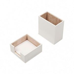 Organisateur de bureau double en cuir avec porte-stylos et porte-blocs-notes pour l'organisation du bureau - Product Image 6