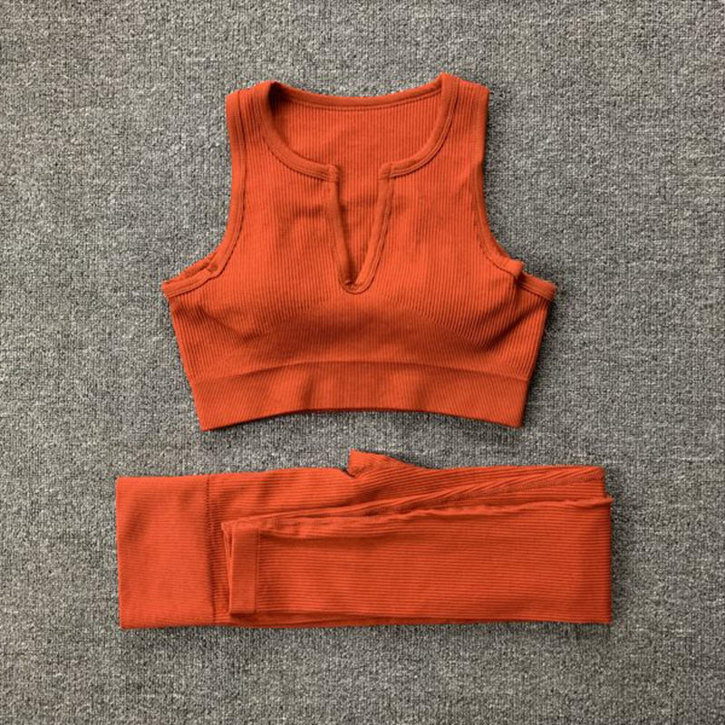Ensemble legging soutien-gorge V Orange