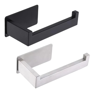 Custom Design Black Brushed Chrome 304 Stainless Steel Toilet <b>Paper</b> <b>Holder</b> Kitchen Bathroom Adhesive <b>Roll</b> <b>Paper</b> <b>Holder</b> - Product Image 1