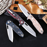 Couteau pliant haute dureté, acier triple couche, manche en fibre de carbone et aluminium, couteau de poche pour le camping et l'EDC