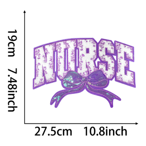 Manufacturer Custom Iron on Big Patch Nurse Sequin Bow MAMA <strong>Wifey</strong> Senior Chenille Embroidery Patch for Clothing <strong>Hoodie</strong> in USA - Product Image 2