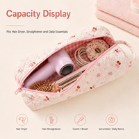 Nouvelle Pochette de Rangement en Polyester à Motifs Floraux pour Sèche-Cheveux, Fer à Boucler et Lisseur, Capacité Moyenne, Organisateur de Voyage, Résistante à l'Eau