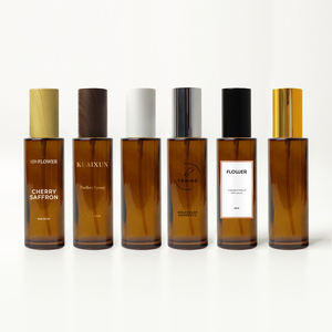 Frasco de Loção Âmbar de Luxo para Embalagem Cosmética <span class=keywords><strong>100ml</strong></span>/120ml para Sérum e Óleo Corporal, Frascos <span class=keywords><strong>Spray</strong></span> de Vidro com Bomba e Tampa - Product Image 2